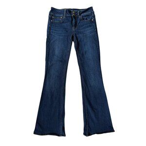 American Eagle women's super super stretch artist flare blue denim jeans 8 REG